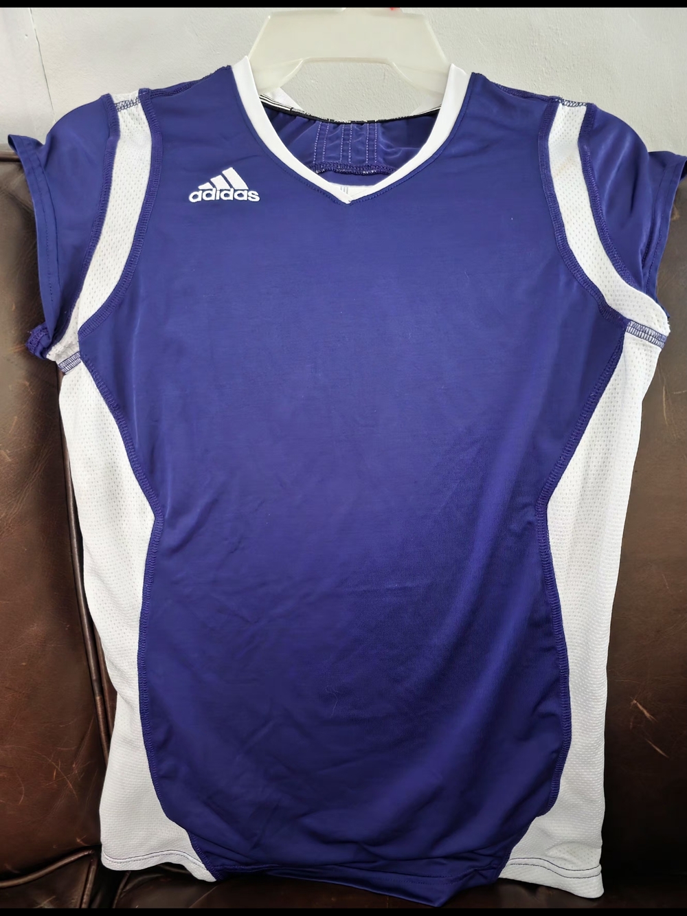 Adidas Purple and White Sleeveless Sports Jersey